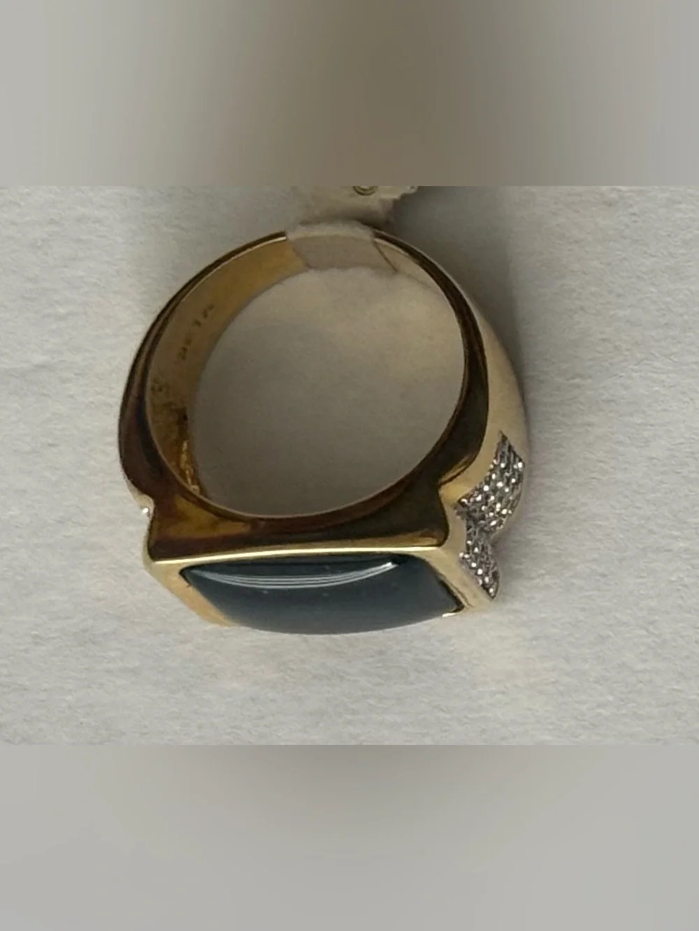Gold Tone Size 9 Men's Black Onyx Square Seta Signed Ring